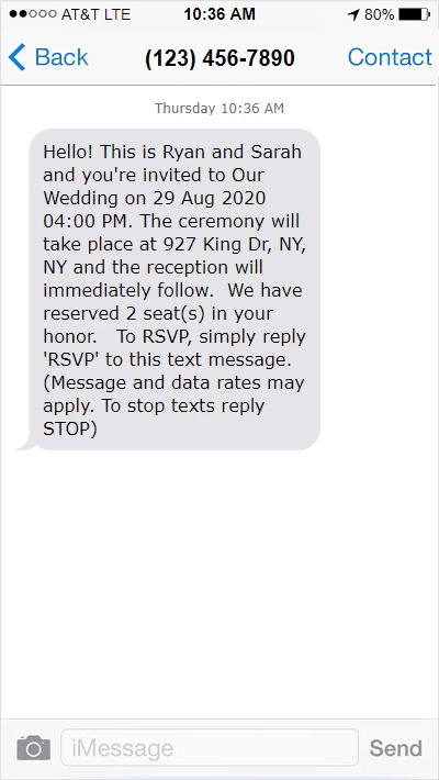 Text invite screenshot