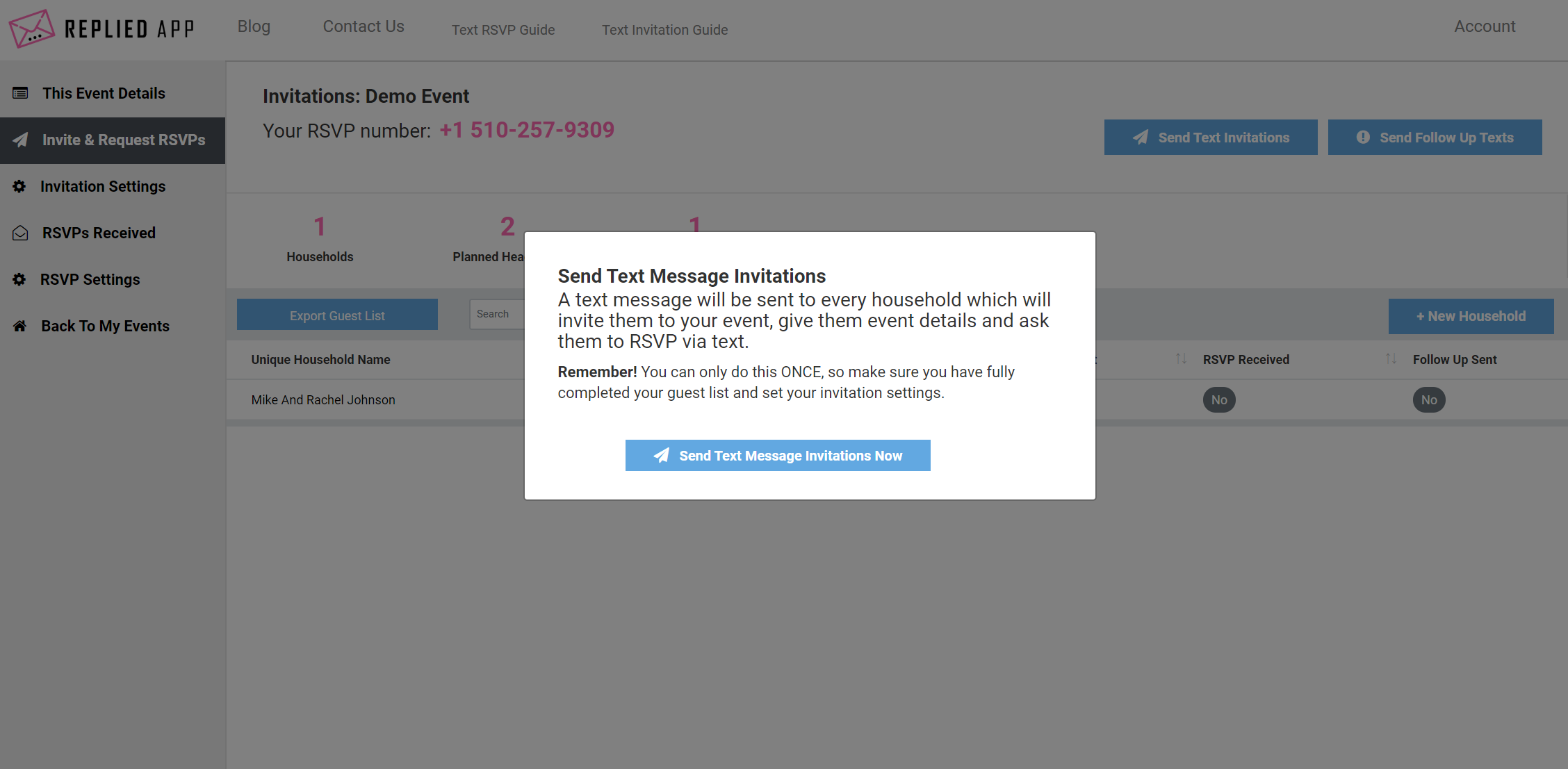 send text message invitations now